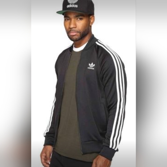 Adidas Superstar Track Jacket Triple Black_White Men's US SIZE SMALL New In Bag - Picture 2 of 10